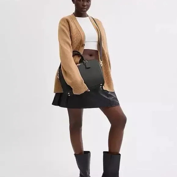 NWT Coach Rowan Large Satchel Bag Leather CV960 Gold/Black - Picture 8 of 11